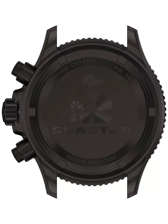 Мужские часы Swiss Chronograph Seastar 1000 с черным покрытием на стальном браслете, 38 мм Tissot — изображение 2 из 5