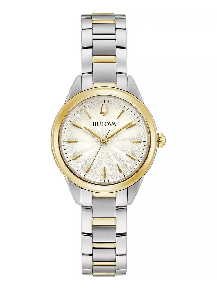 Женские двухцветные часы Sutton с браслетом из нержавеющей стали, 28 мм Bulova