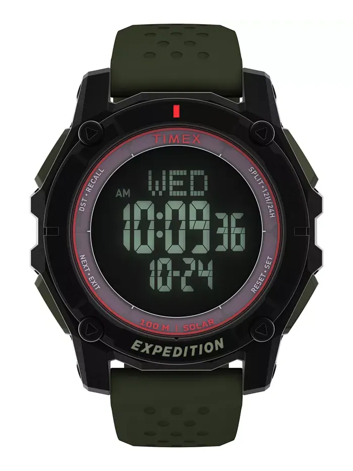 Мужские хронографные часы с зеленым силиконовым ремешком, 49 мм Timex