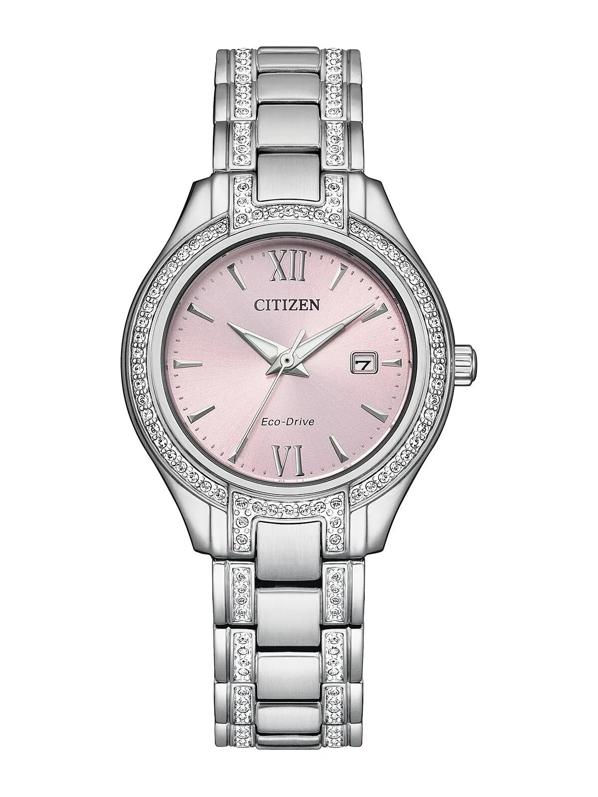 Женские часы Eco-Drive с браслетом из нержавеющей стали и кристаллами, 30 мм Citizen