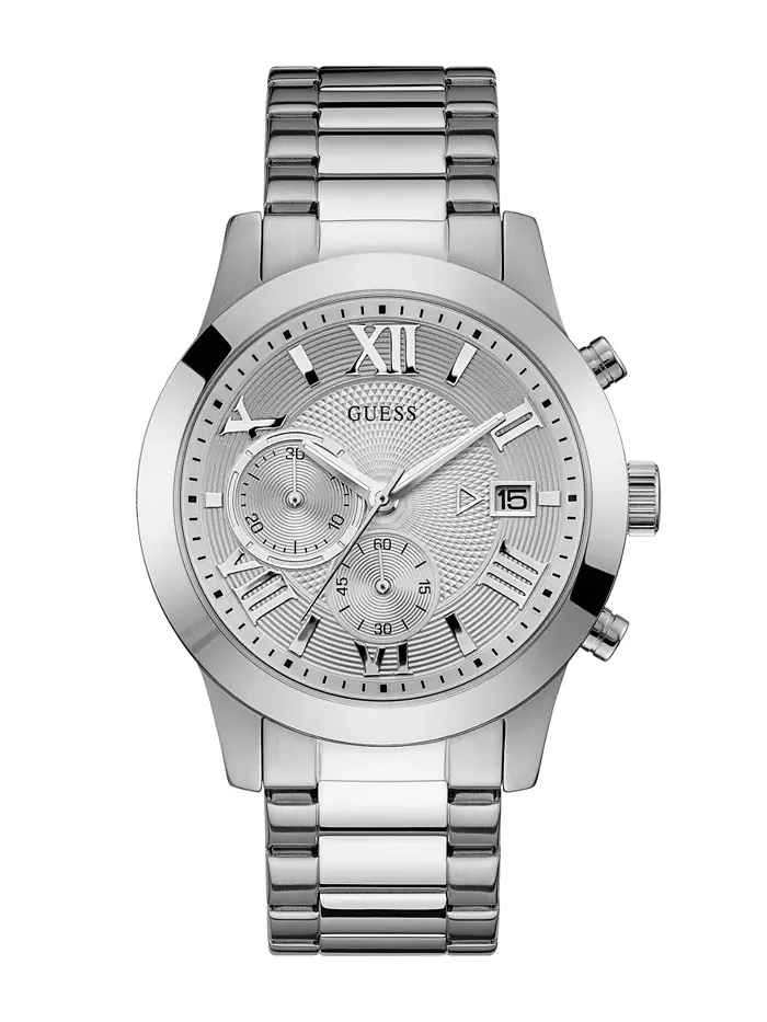 Мужские хронографические часы со стальным браслетом 45 мм GUESS