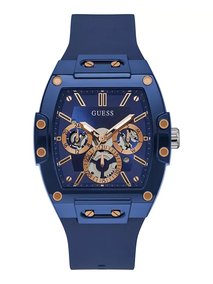 Мужские часы с синим силиконовым ремешком 43 мм GUESS