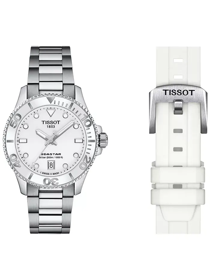 Унисекс-часы Seastar на стальном браслете серебристого цвета, 36 мм Tissot — изображение 4 из 7