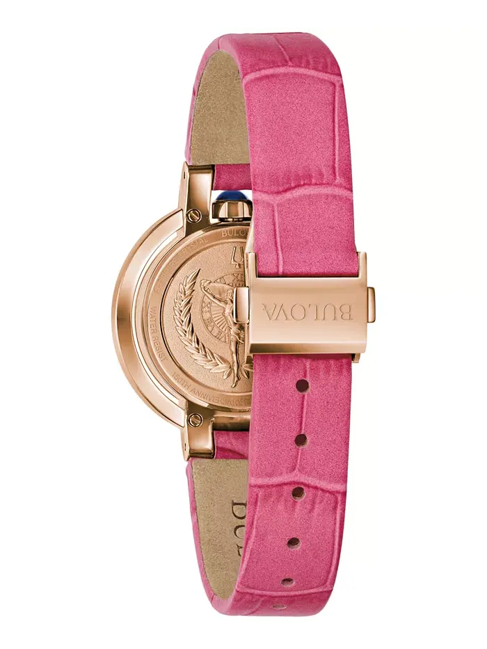 Женские наручные часы Rubaiyat с розовым кожаным ремешком 31 мм, 150-летие Bulova — изображение 3 из 4