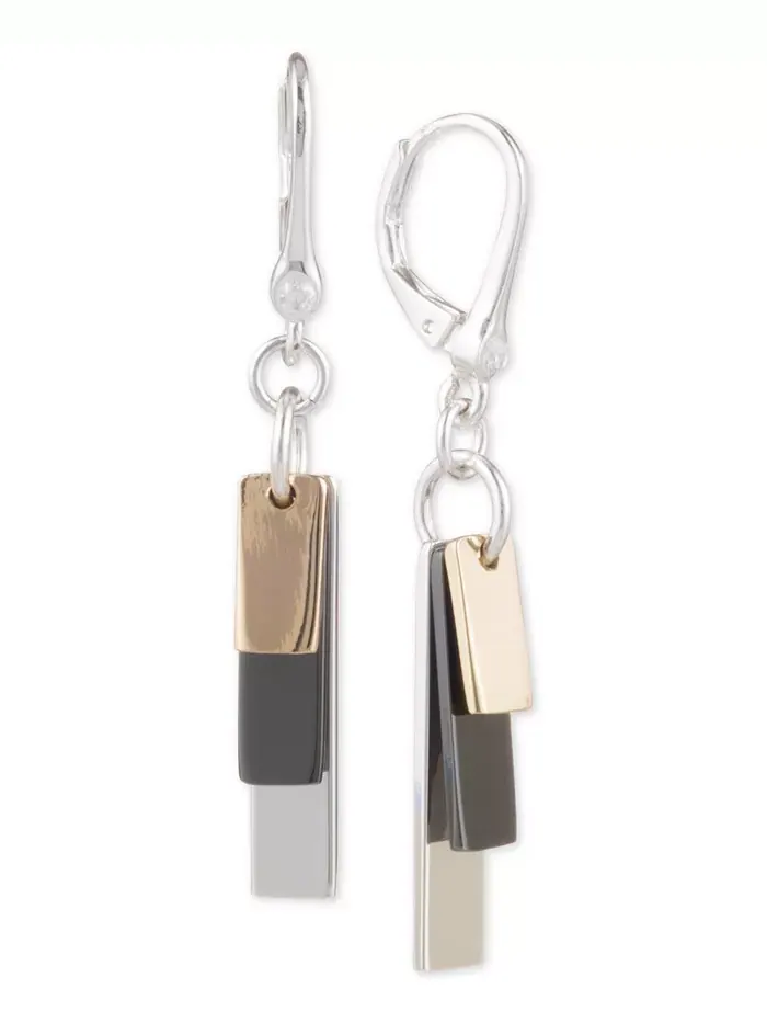 Серьги-подвески с тремя тонами Shaky Block DKNY