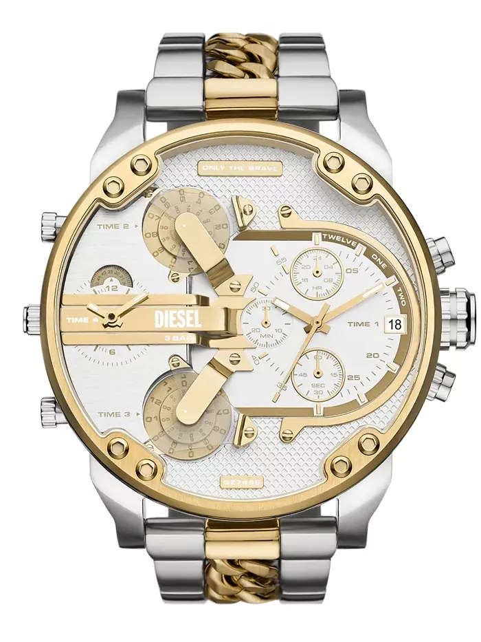 Мужские часы Mr. Daddy 2.0 Chronograph двухцветные из нержавеющей стали 57 мм Diesel