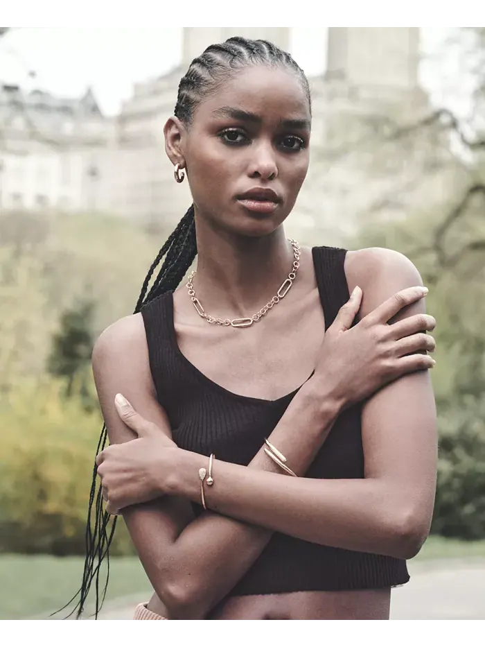 Браслет-манжета с золотистым кристаллом и шарнирным креплением DKNY — изображение 2 из 2