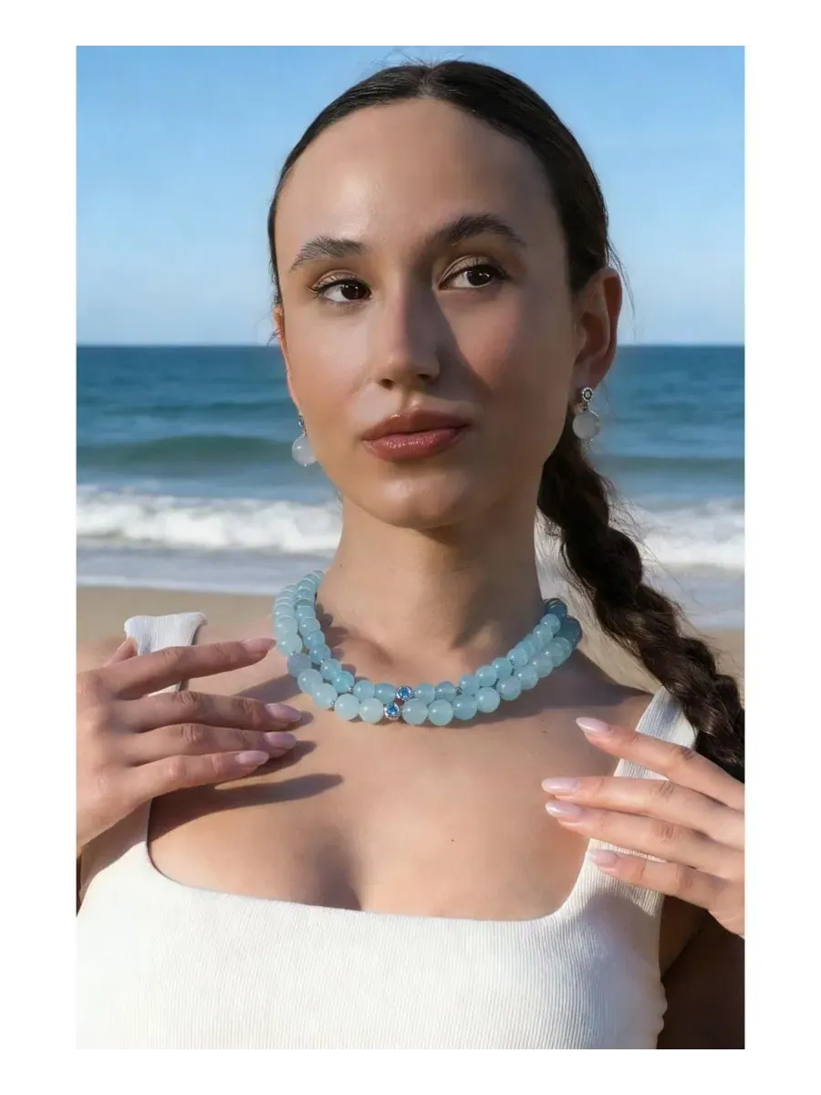 Колье-чокер с бирюзой Isla Aquamarine Bead Choker Necklace Classicharms, Auqamarine — изображение 3 из 4
