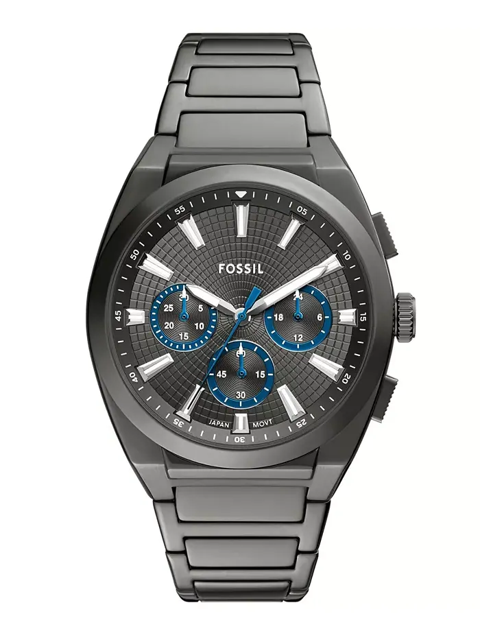 Мужские часы Everett Chronograph Smoke с корпусом из нержавеющей стали, 44 мм Fossil — изображение 1 из 3