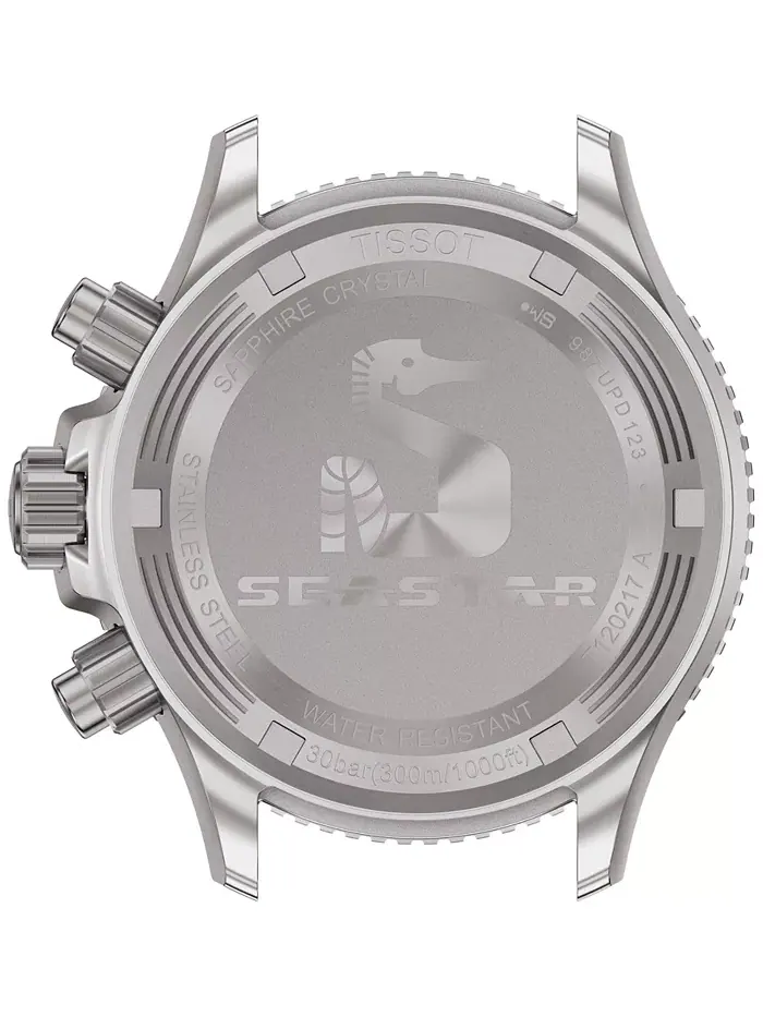 Мужские часы Swiss Chronograph Seastar 1000 с белым резиновым ремешком, 38 мм Tissot — изображение 2 из 5