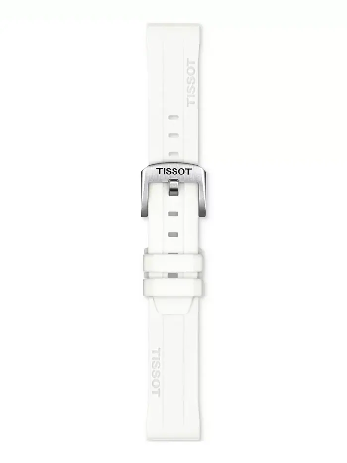 Мужские часы Swiss Chronograph Seastar 1000 с белым резиновым ремешком, 38 мм Tissot — изображение 4 из 5