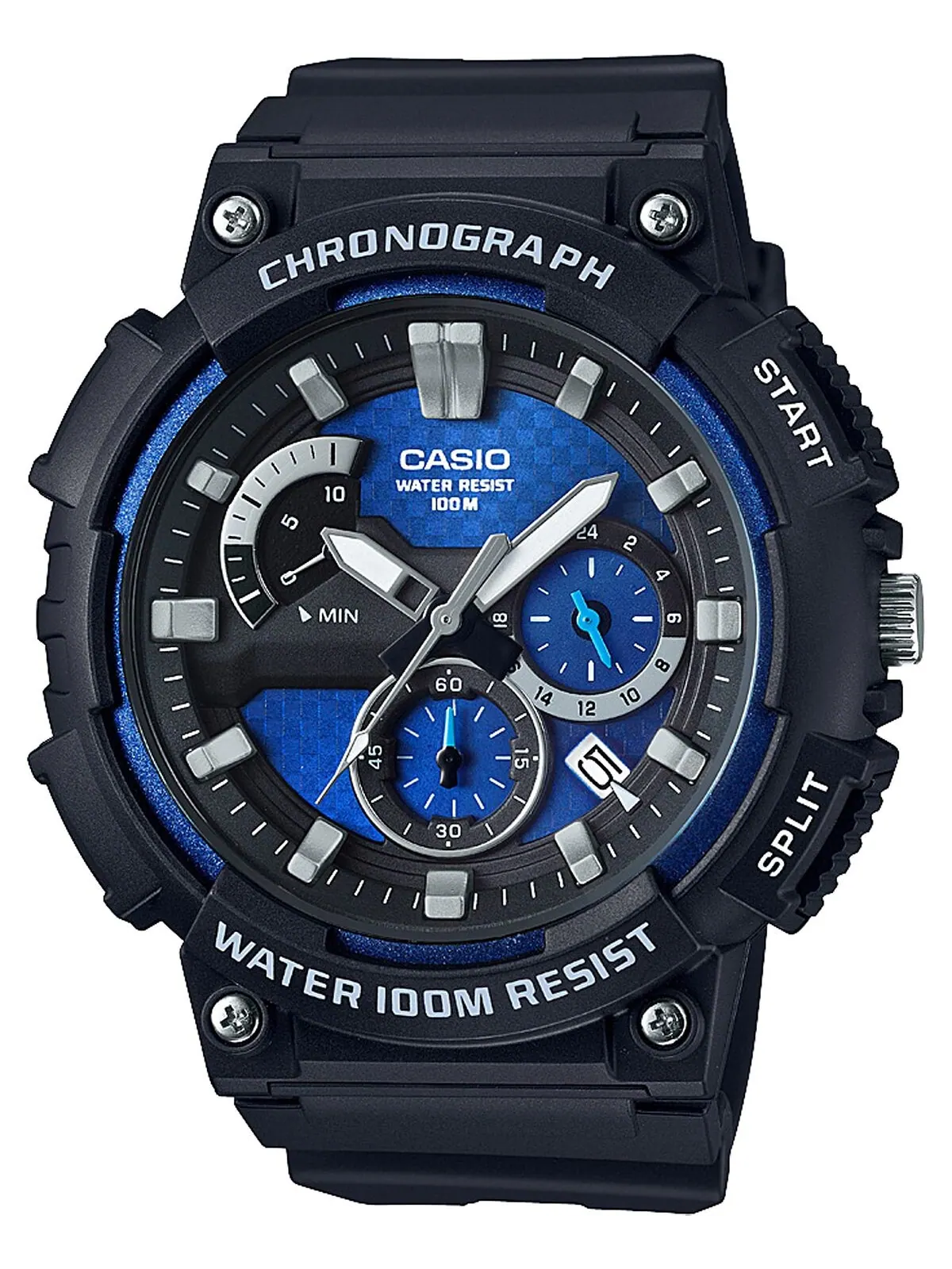 Мужские часы с хронографом, черный полимерный ремешок, 53,5 мм Casio — изображение 1 из 2