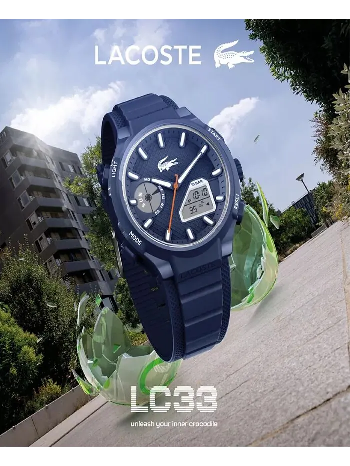 Мужские часы LC33 с синим силиконовым ремешком 45 мм Lacoste — изображение 7 из 9