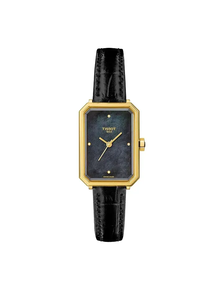 Женские часы Quartz с черным кожаным ремешком, 21.80 мм Tissot — изображение 1 из 2