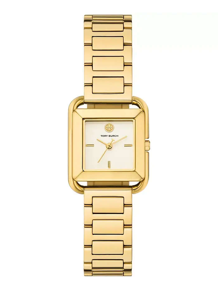 Женские часы-браслет The Kira Square из нержавеющей стали с позолотой, 24 мм Tory Burch
