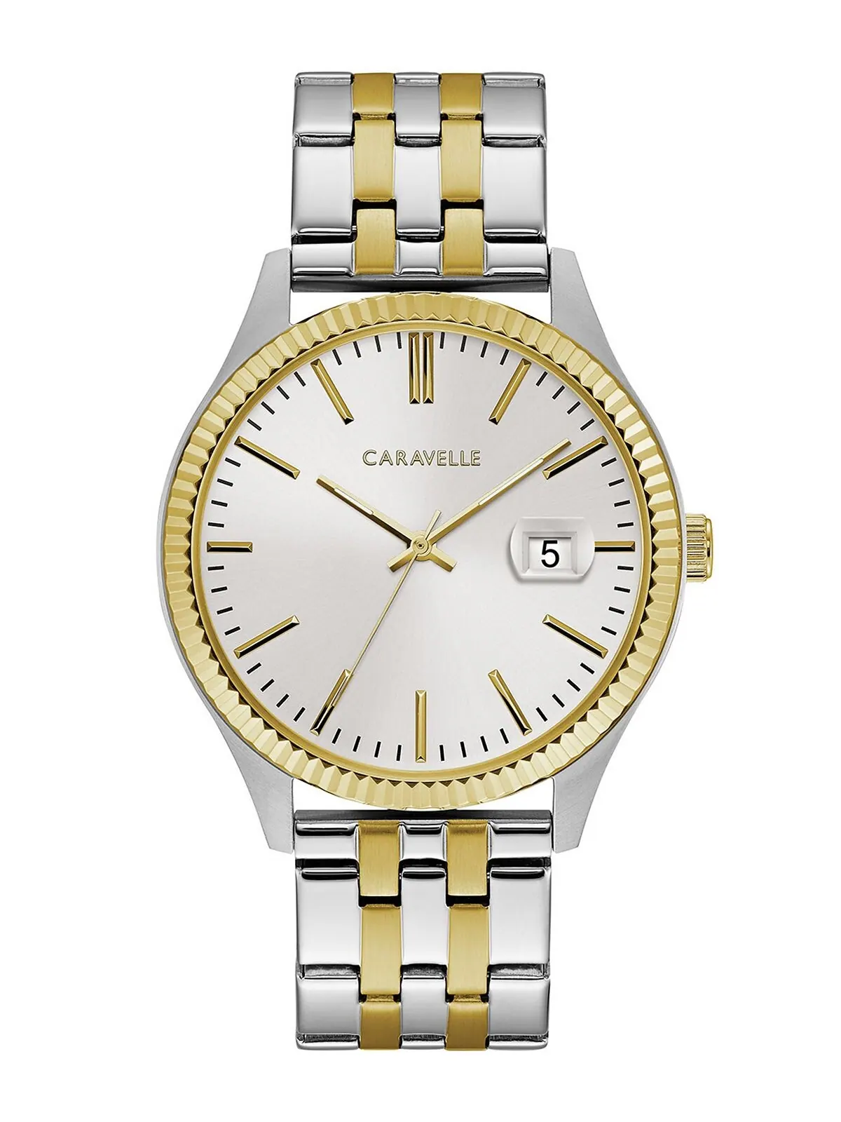 Мужские двухцветные часы-браслет из нержавеющей стали, 41 мм Caravelle