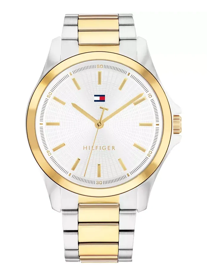 Мужские часы Quartz с двухцветным браслетом из нержавеющей стали, 42 мм Tommy Hilfiger
