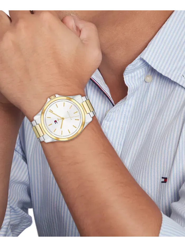 Мужские часы Quartz с двухцветным браслетом из нержавеющей стали, 42 мм Tommy Hilfiger — изображение 4 из 4