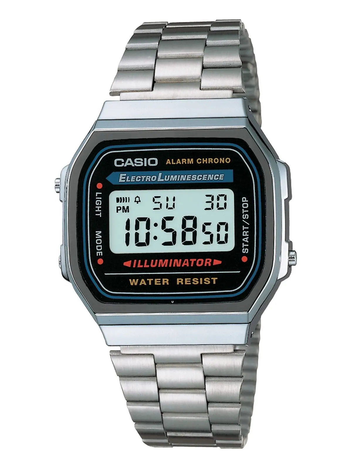 Унисекс цифровые часы-браслет из нержавеющей стали 32 мм Casio — изображение 1 из 2, оттенок черный