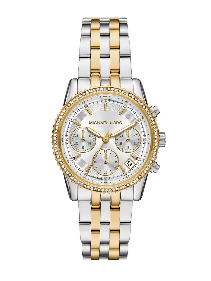 Женские часы Mini Bryant Chronograph с двухцветным корпусом из нержавеющей стали, 35 мм Michael Kors — изображение 1 из 5