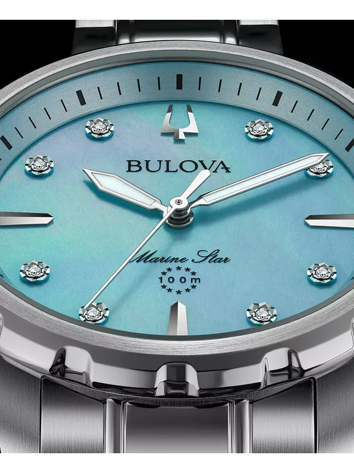 Женские часы Marine Star с бриллиантовыми вставками на стальном браслете 36 мм Bulova — изображение 4 из 6