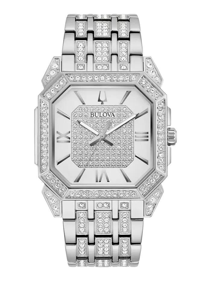 Мужские часы-браслет из нержавеющей стали Crystal Octava 40 мм Bulova