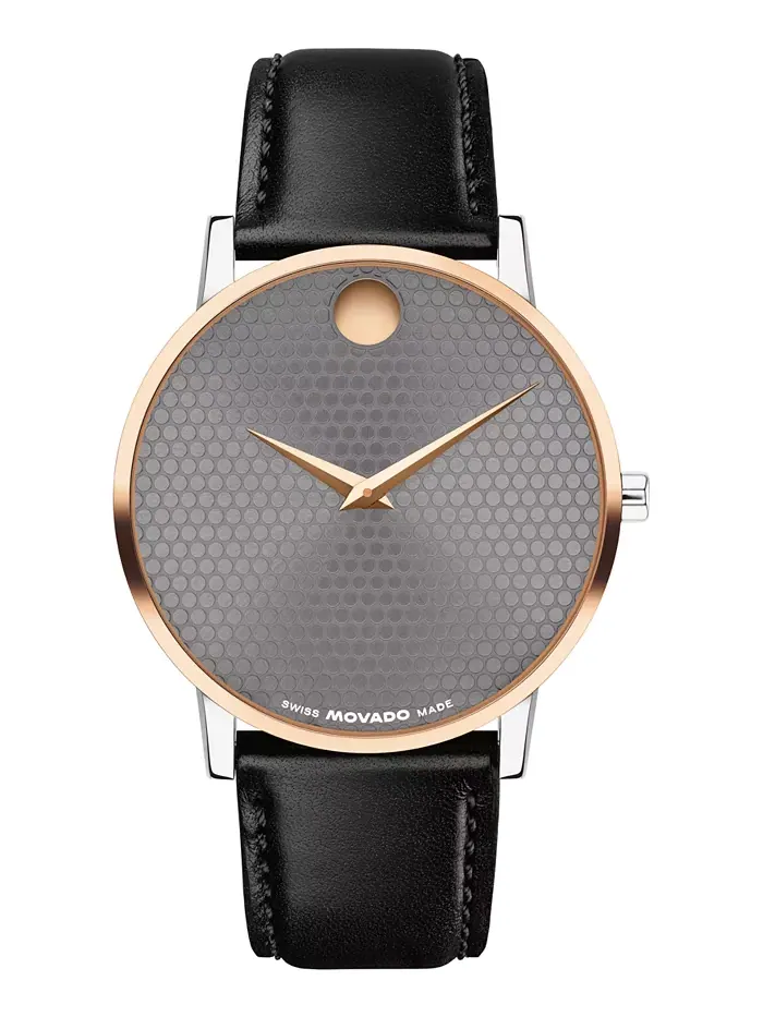 Мужские часы Museum Classic Swiss Quartz с черным ремешком из телячьей кожи, 40 мм Movado — изображение 1 из 3