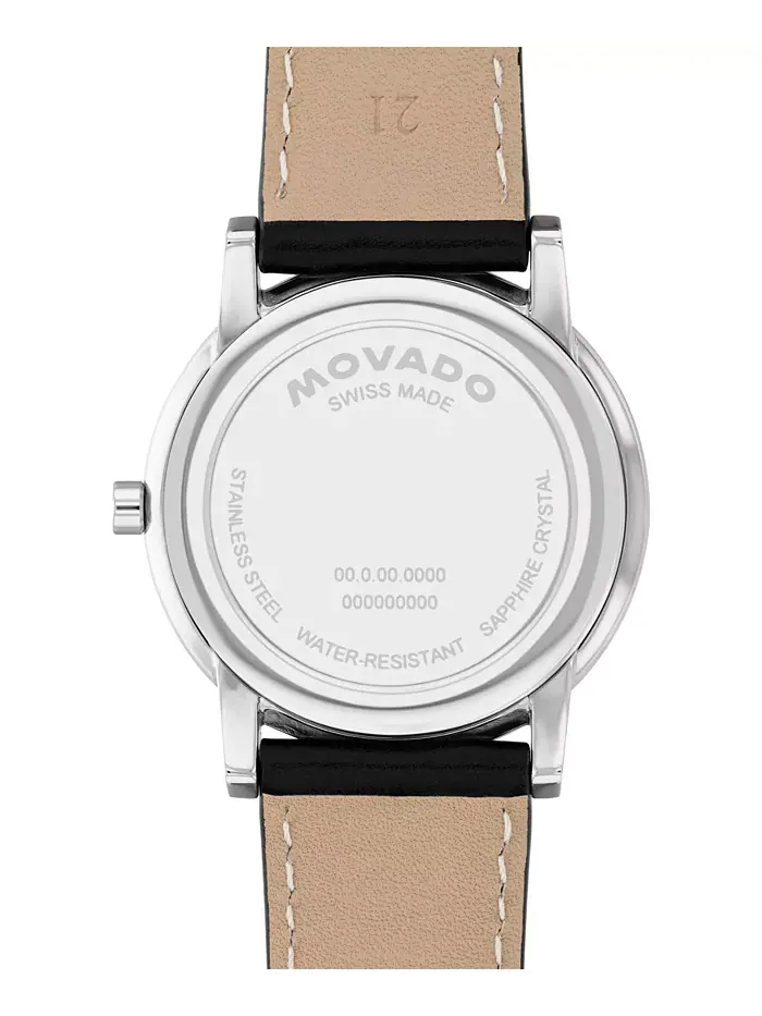 Мужские часы Museum Classic Swiss Quartz с черным ремешком из телячьей кожи, 40 мм Movado — изображение 3 из 3