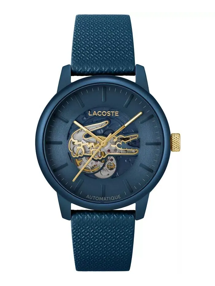Мужские часы L.12.12 Automatique с синим кожаным ремешком, 44 мм Lacoste — изображение 1 из 5