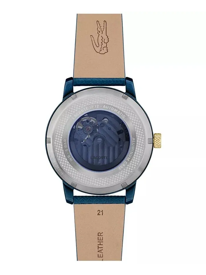 Мужские часы L.12.12 Automatique с синим кожаным ремешком, 44 мм Lacoste — изображение 2 из 5