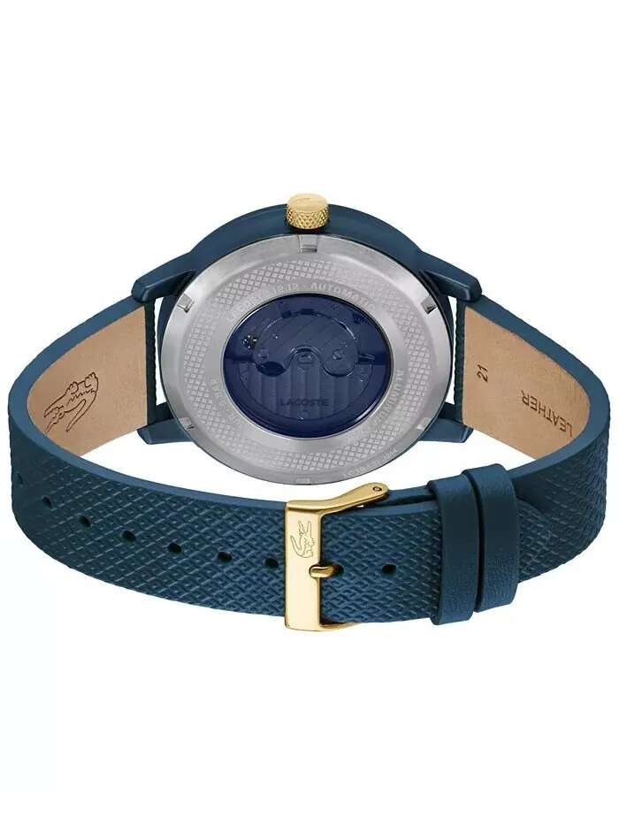 Мужские часы L.12.12 Automatique с синим кожаным ремешком, 44 мм Lacoste — изображение 3 из 5