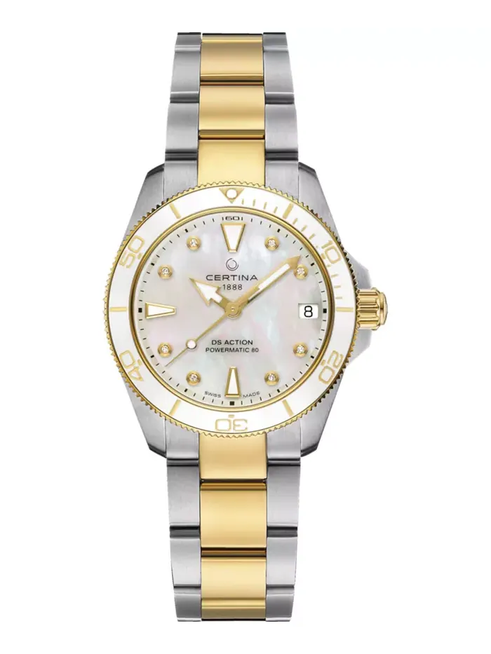 Женские часы Swiss Automatic DS Action Lady Diamond Accent с двухцветным браслетом из нержавеющей — изображение 1 из 5