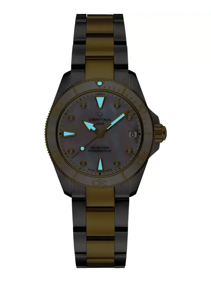 Женские часы Swiss Automatic DS Action Lady Diamond Accent с двухцветным браслетом из нержавеющей — изображение 5 из 5