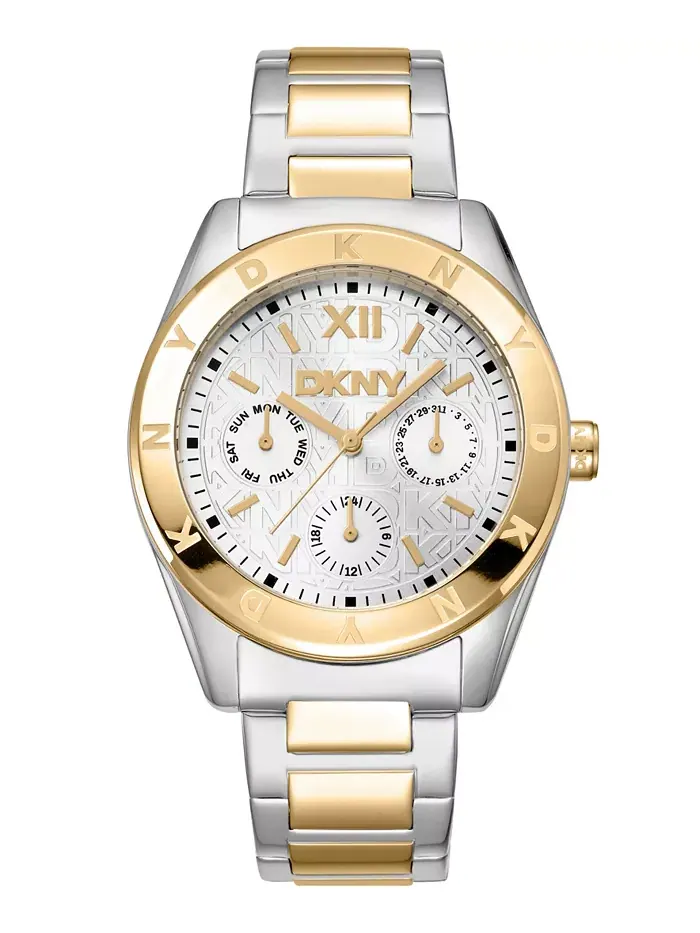 Женские часы Chambers Multi Sport Chronograph с серебристым циферблатом и двухцветным золотым