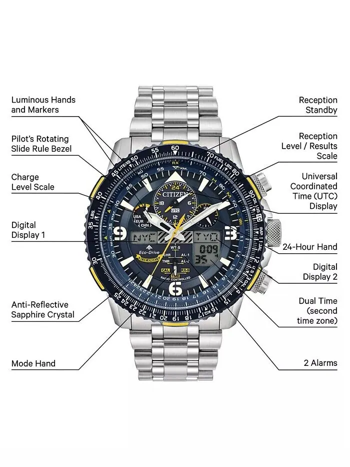 Мужские аналогово-цифровые часы Eco-Drive Promaster Blue Angels Skyhawk A-T с браслетом из — изображение 11 из 14
