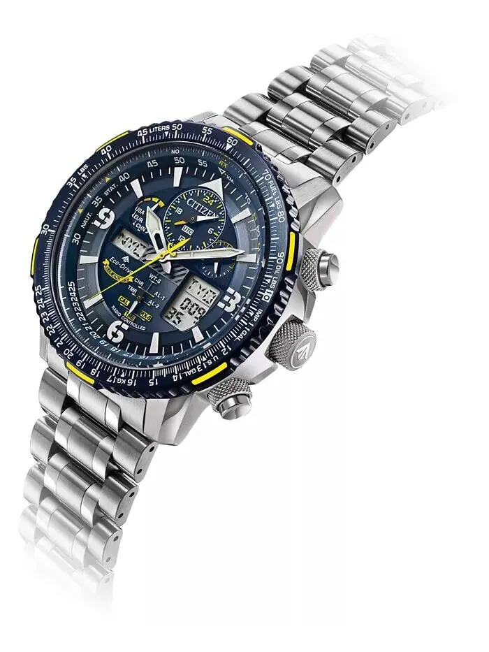 Мужские аналогово-цифровые часы Eco-Drive Promaster Blue Angels Skyhawk A-T с браслетом из — изображение 9 из 14