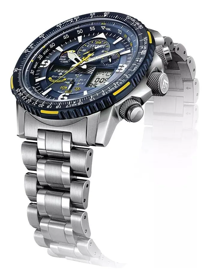 Мужские аналогово-цифровые часы Eco-Drive Promaster Blue Angels Skyhawk A-T с браслетом из — изображение 10 из 14