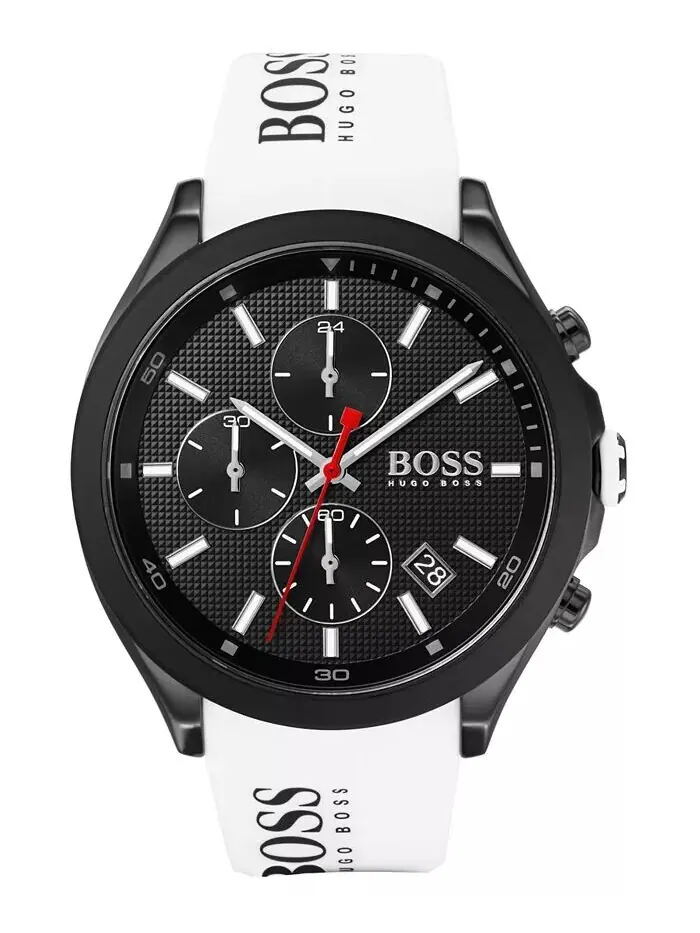 Мужские часы с хронографом Velocity, белый силиконовый ремешок, 45 мм Hugo Boss — изображение 1 из 5