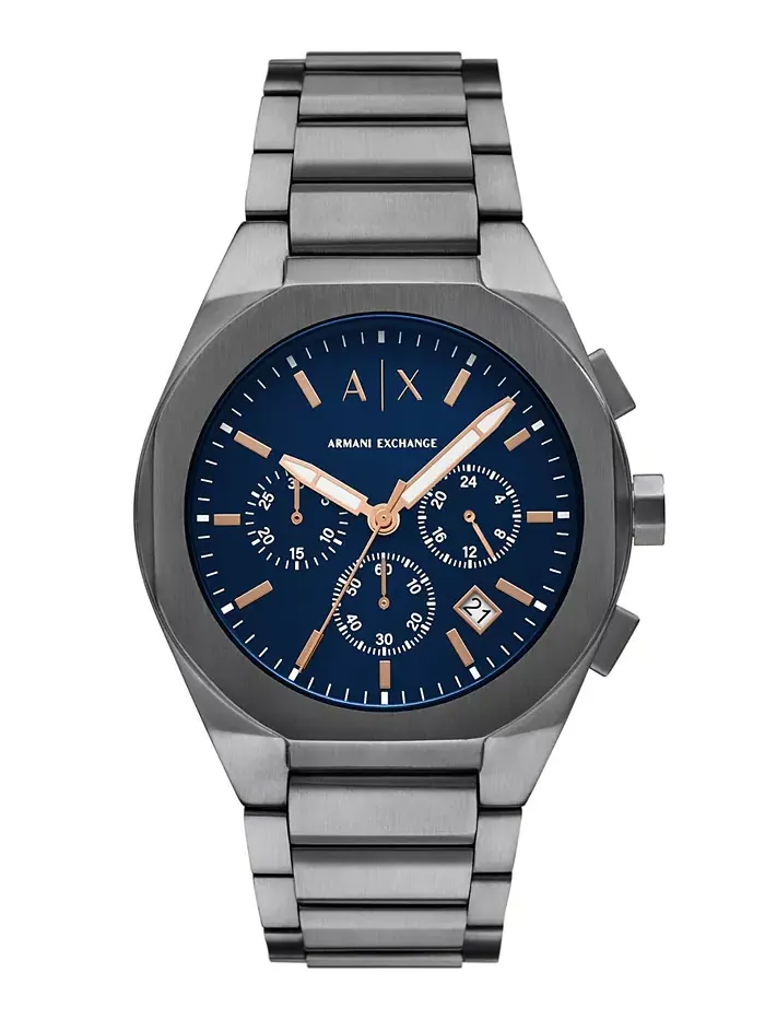 Мужские кварцевые часы-хронограф Gunmetal из нержавеющей стали, 42 мм A|X Armani Exchange