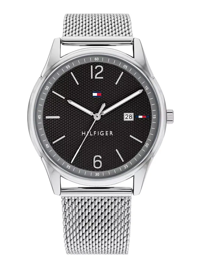 Мужские наручные часы 42 мм со стальным браслетом-сеткой Tommy Hilfiger