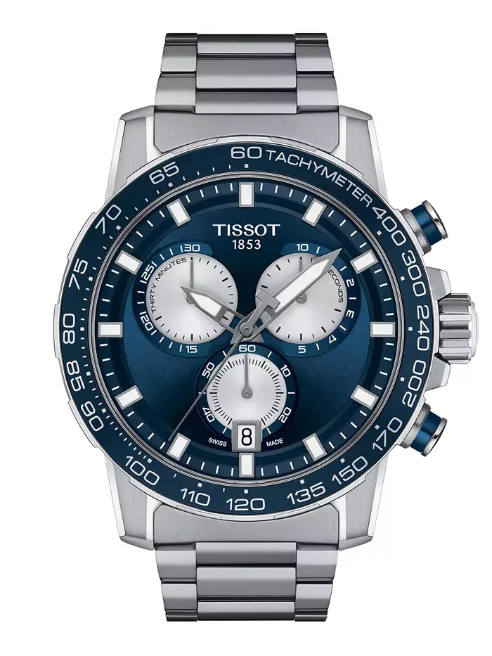 Мужские часы Swiss Chronograph Supersport с хронографом, стальной браслет, 46 мм Tissot — изображение 1 из 5