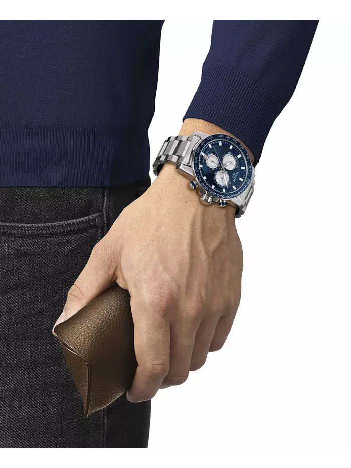 Мужские часы Swiss Chronograph Supersport с хронографом, стальной браслет, 46 мм Tissot — изображение 5 из 5