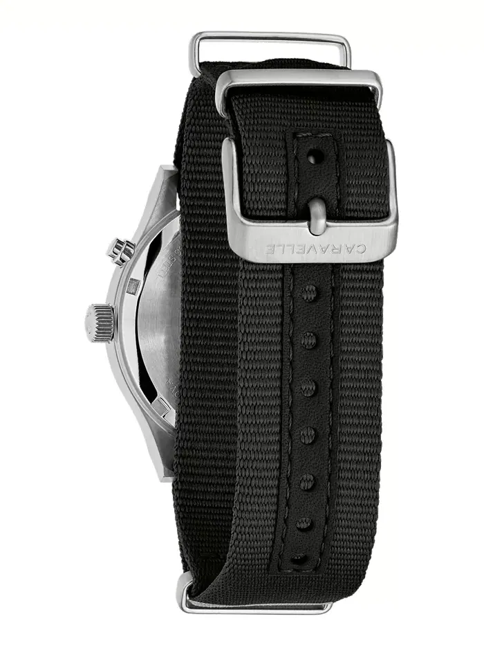 Мужские часы Vintage Casual Lite Up с черным нейлоновым ремешком, 39мм Caravelle — изображение 3 из 3