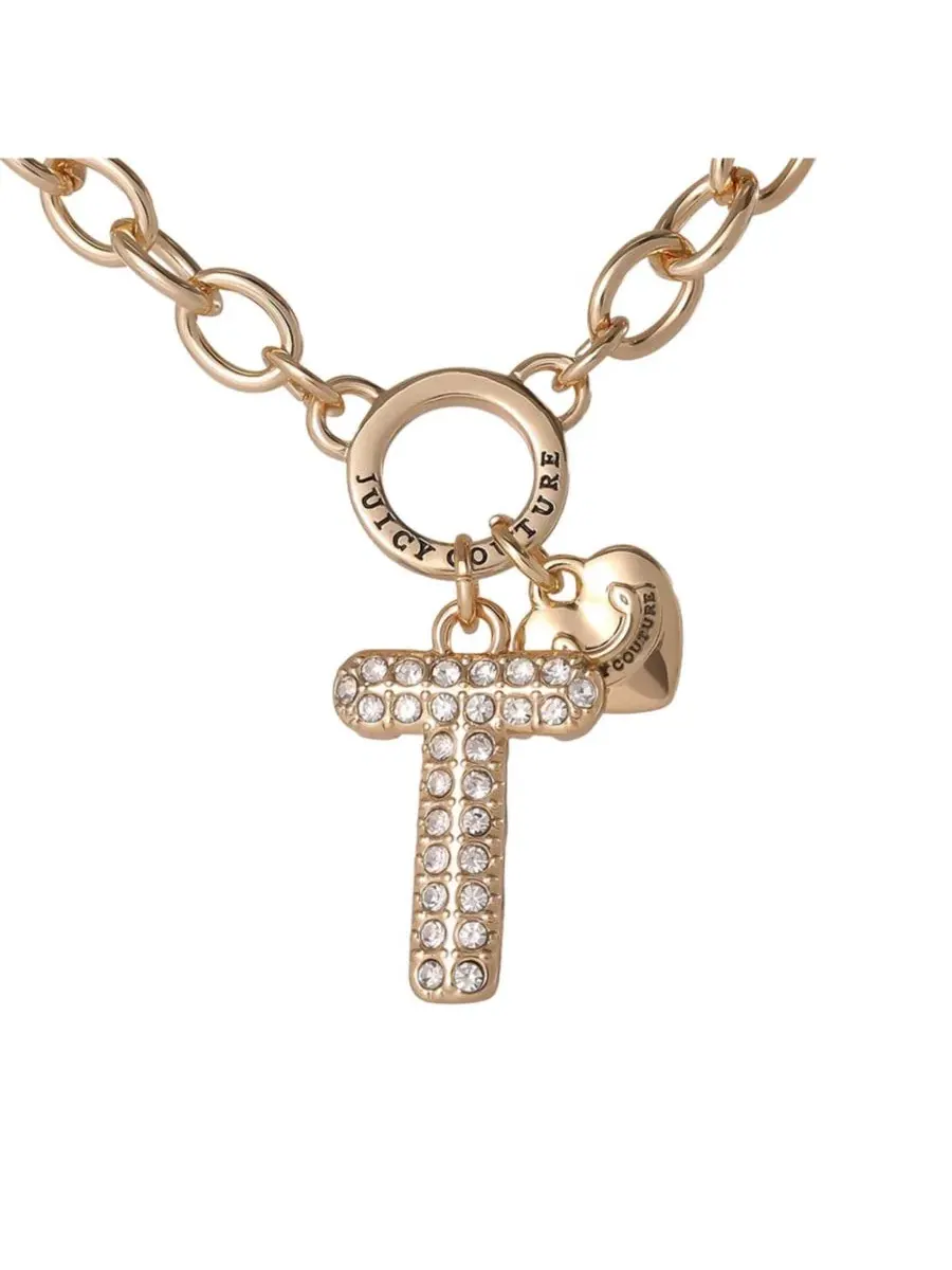 Подвеска-буква с цепочкой, 45,7 см, с блестящими камнями Juicy Couture, Letter T — изображение 1 из 5