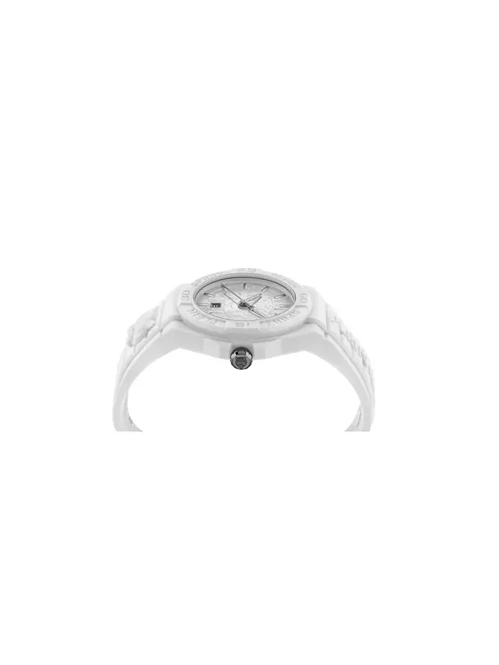 Мужские часы New Fearless 3 Hand Date Quartz с белым силиконовым ремешком, 46 мм Plein Sport — изображение 2 из 5