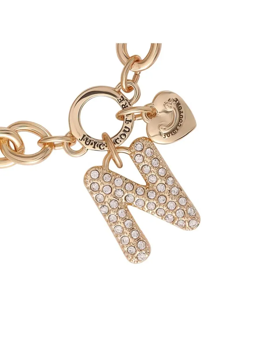 Браслет с подвеской-буквой, 7.5 дюймов, золотистый, Pave Initial Charm Juicy Couture, Letter N — изображение 7 из 7