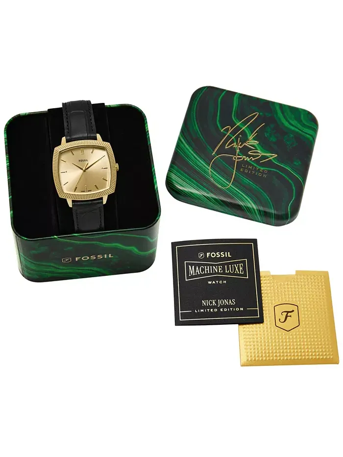 Унисекс часы Nick Jonas x Machine Luxe Black Croco Leather, 37mm Fossil — изображение 11 из 11