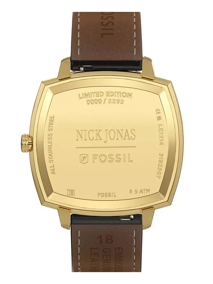 Унисекс часы Nick Jonas x Machine Luxe Black Croco Leather, 37mm Fossil — изображение 3 из 11