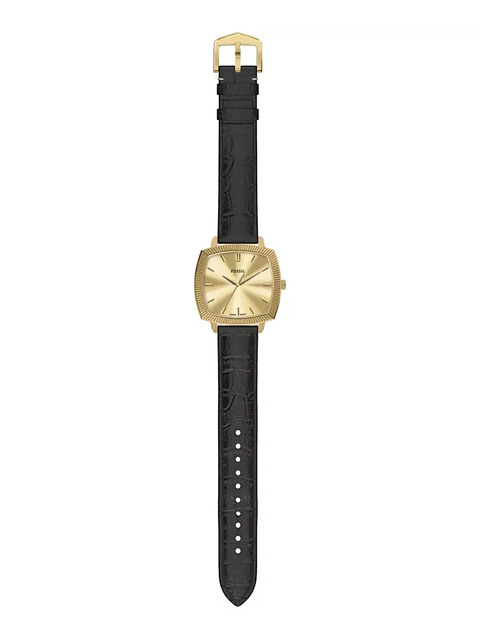 Унисекс часы Nick Jonas x Machine Luxe Black Croco Leather, 37mm Fossil — изображение 8 из 11