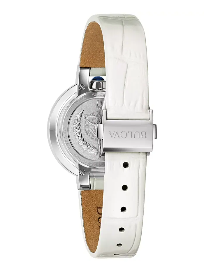 Женские наручные часы Rubaiyat с белым кожаным ремешком, 31 мм, к 150-летию Bulova — изображение 3 из 4